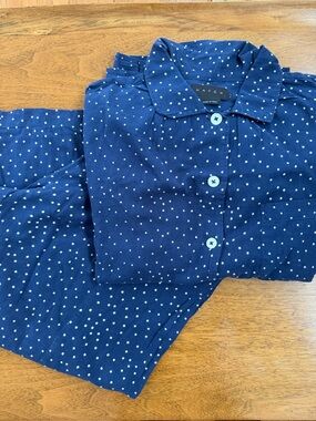 Hatch Navy with White Polka Dot Button-Front Top